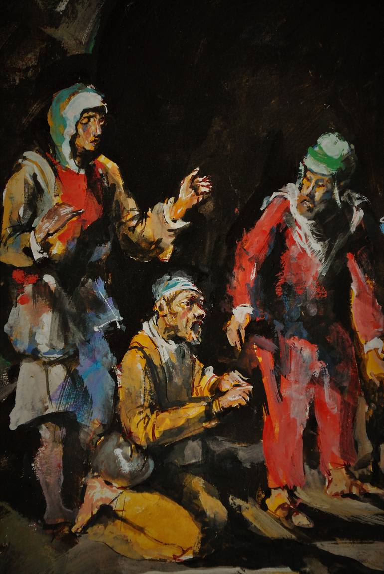 Original Expressionism Religion Painting by Hari Mitrushi