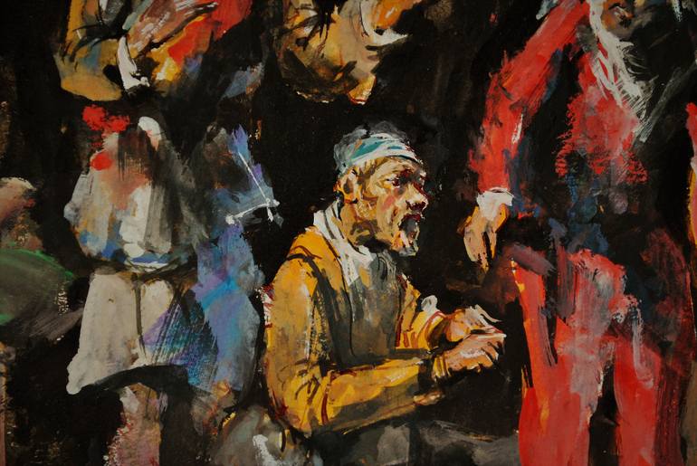 Original Expressionism Religion Painting by Hari Mitrushi