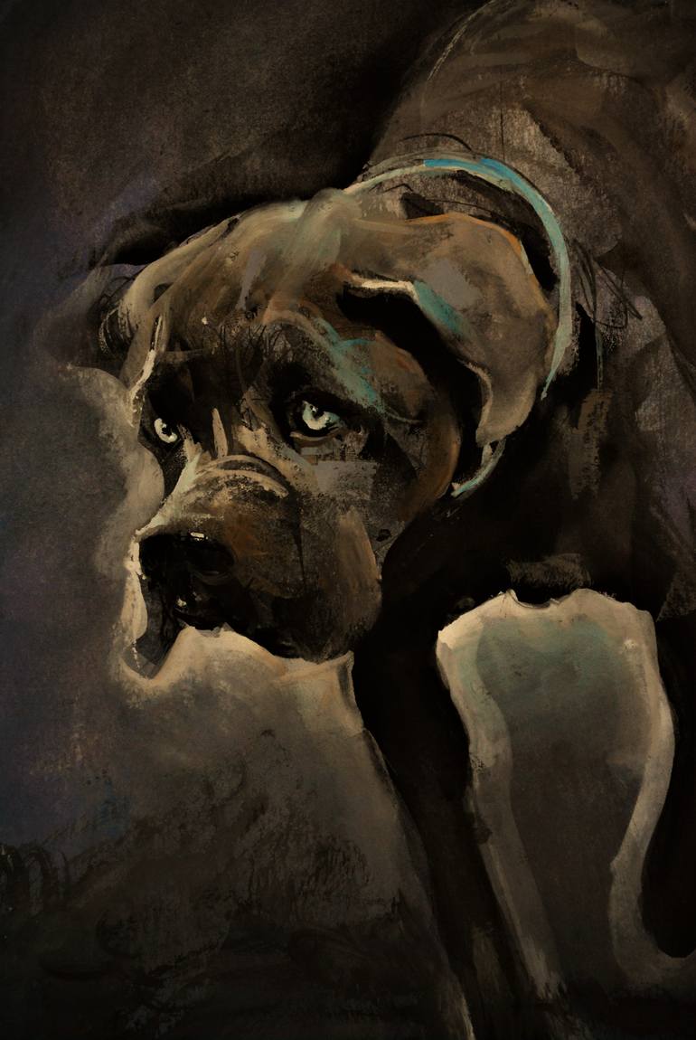 Original Expressionism Dogs Painting by Hari Mitrushi