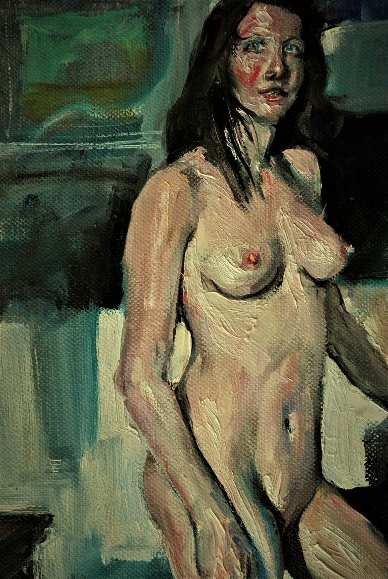 Original Impressionism Nude Painting by HARI MITRUSHI