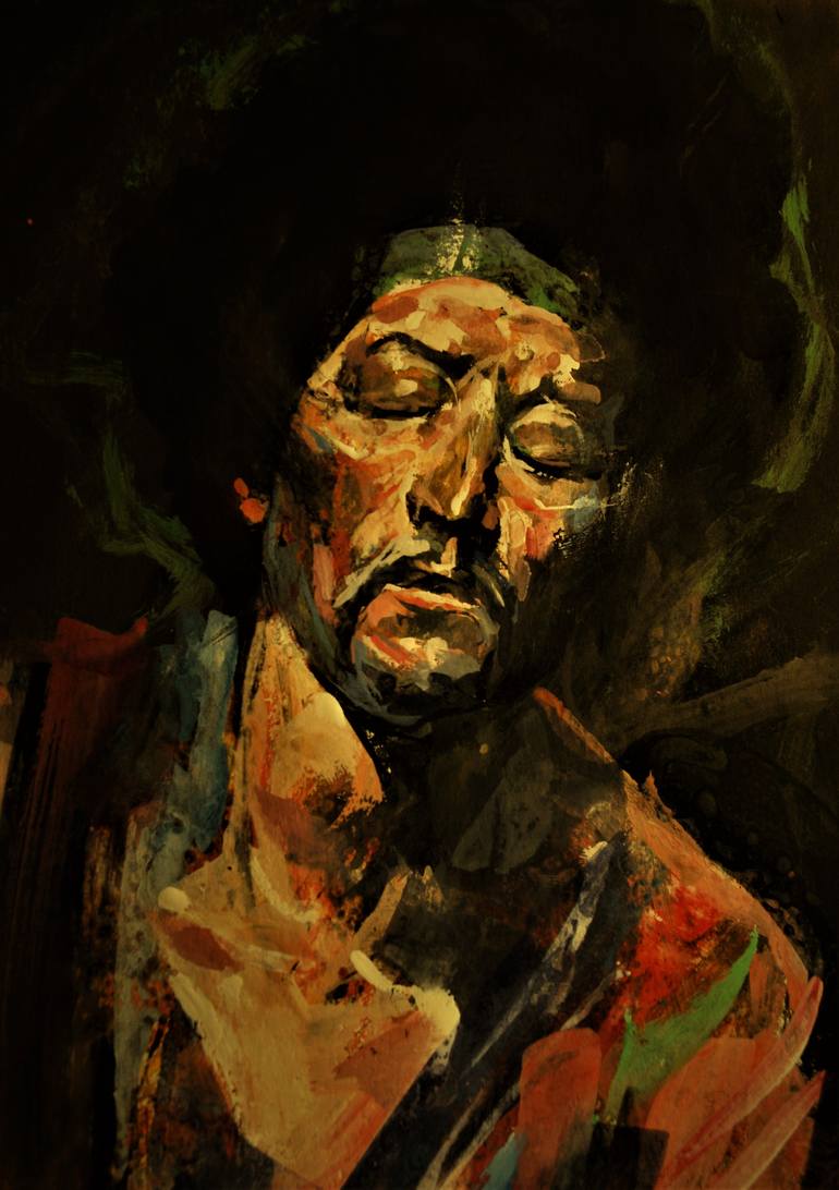 Original Expressionism People Painting by Hari Mitrushi