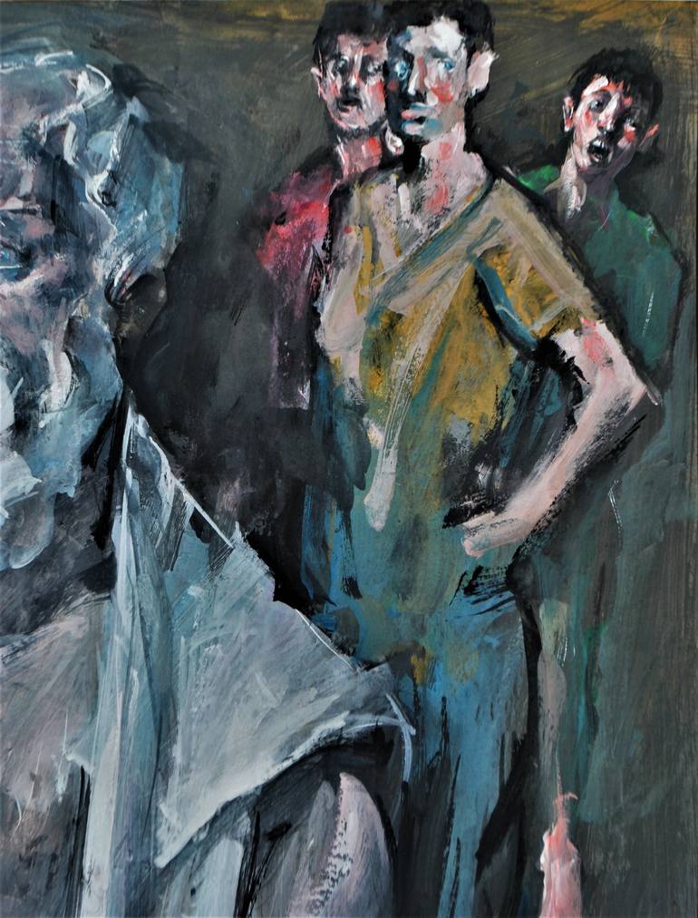 Original Expressionism Portrait Painting by HARI MITRUSHI