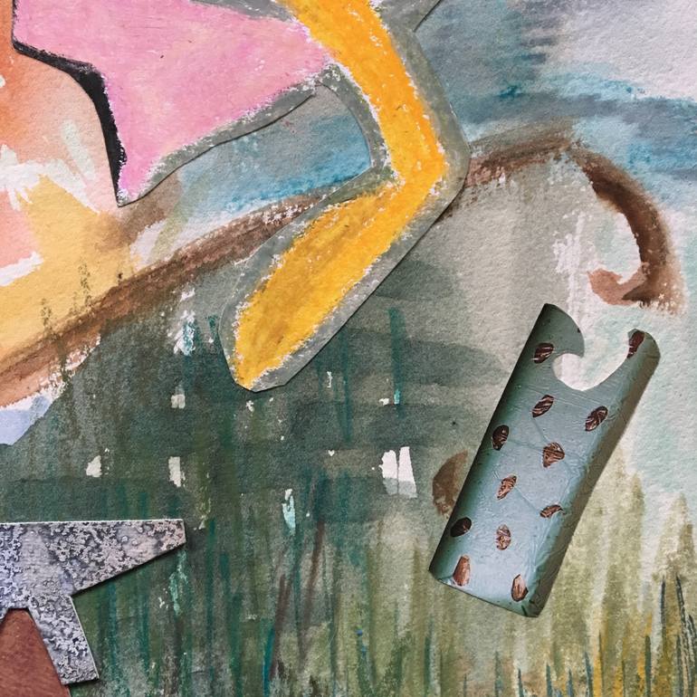 Original Abstract Landscape Collage by Charlotte Kirkholt