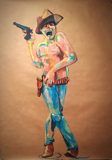 Saatchi Art Artist Eduardo Escobar; Paintings, “Cowboy on panic” #art
