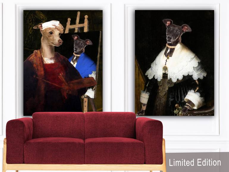 Original Fine Art Dogs Mixed Media by Nobility  Dogs