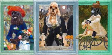 Cocker Spaniel Bubble Gum Impressionist Triptych thumb