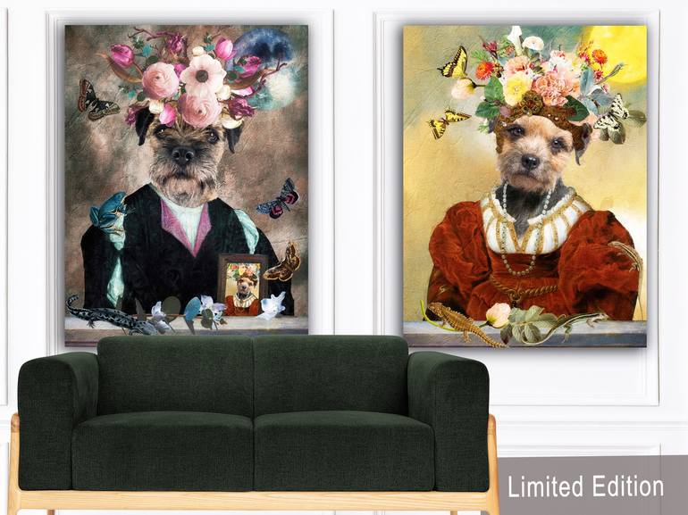 Original Portraiture Dogs Mixed Media by Nobility  Dogs