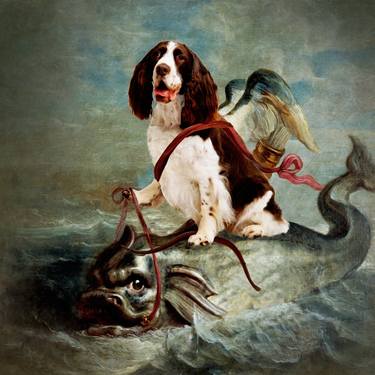 English Springer Spaniel Cupid Sailing On A Dolphin thumb