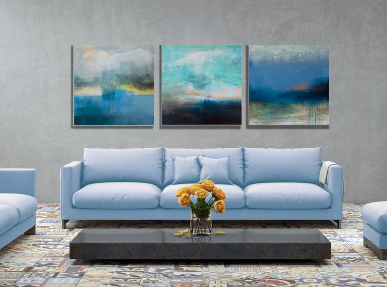 Original Seascape Abstract Painting by Arturo Samaniego