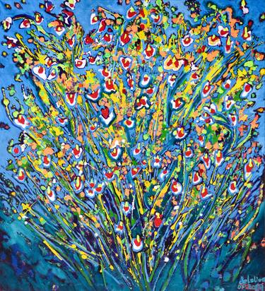 Original Abstract Expressionism Floral Paintings by Thomas de Leliwa