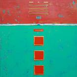 Primitive Blue Box with Three Orange Boxes by Robert Lynn