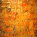 Abstract Gold, Orange Panel II by Robert Lynn