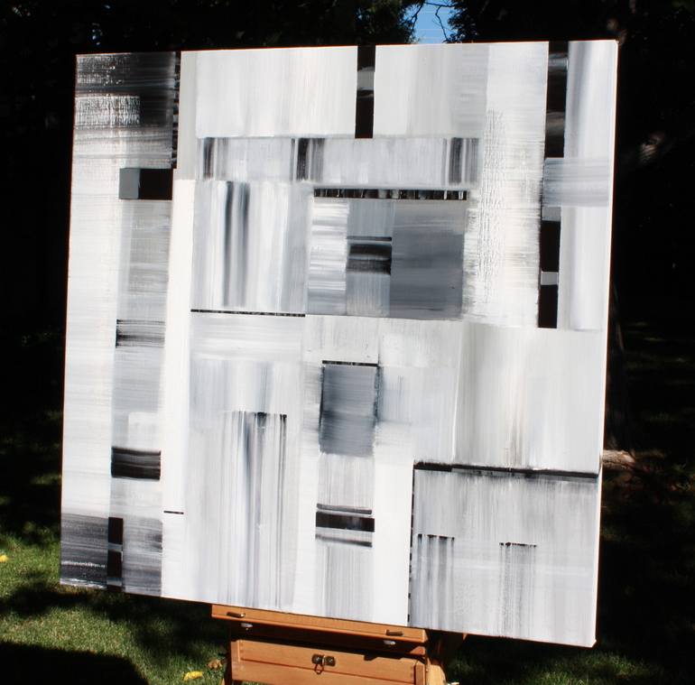Black,White,Silver Abstract Painting by Robert Lynn Saatchi Art