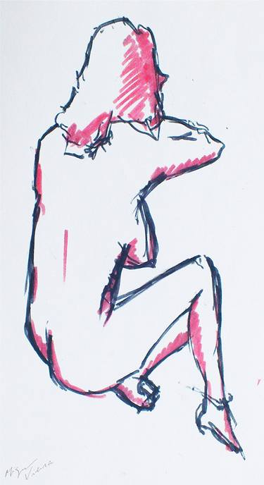 Original Expressionism Nude Drawings by Miguel Vieira
