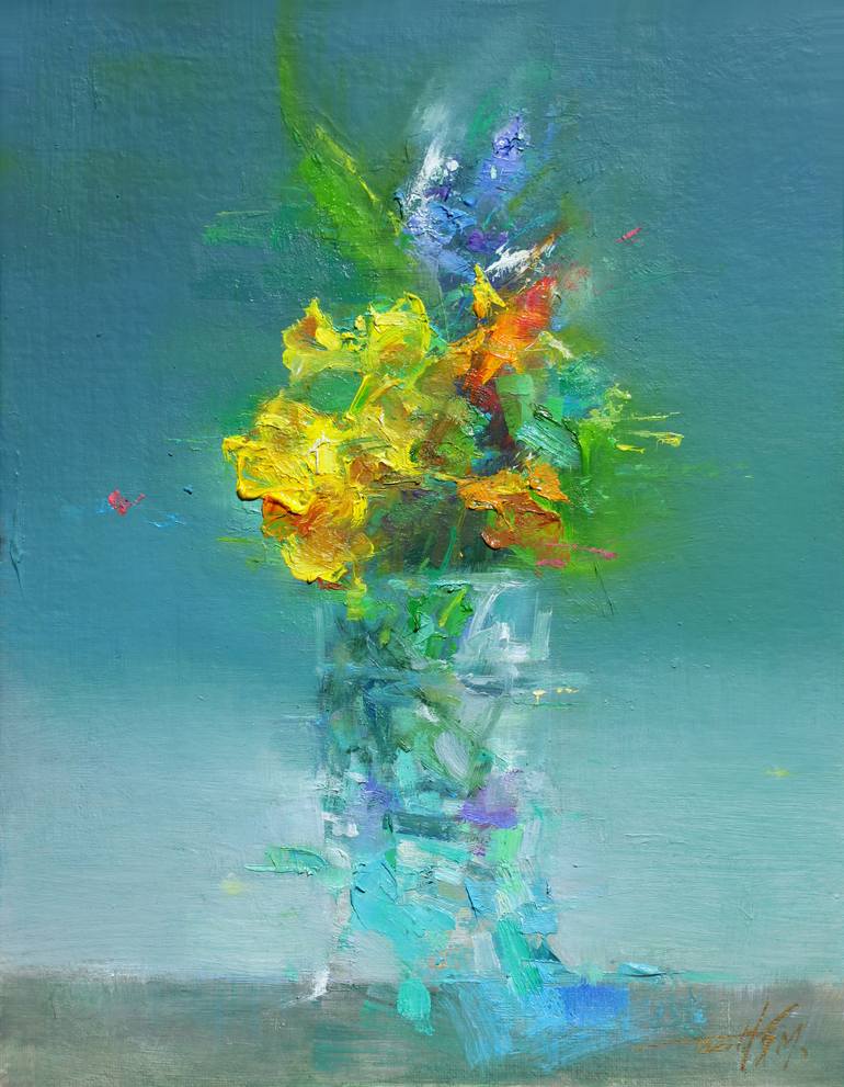 Flower No.02 (with Frame) Painting by Taeil Kim | Saatchi Art