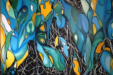 Original Abstract Expressionism Fish Paintings by Shuk Yee Veronica Lam