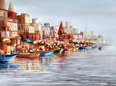 Original Impressionism Cities Painting by Samiran Sarkar