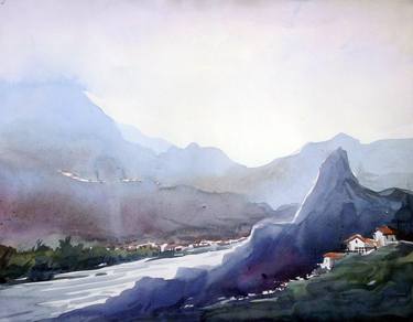Landscape of Himalaya-watercolor on paper thumb