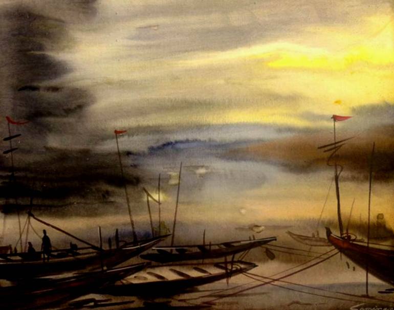 Print of Fine Art Boat Paintings by Samiran Sarkar