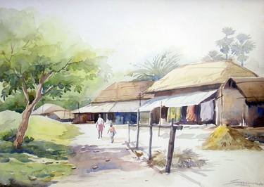 Bengal Village-Watercolor on Paper thumb