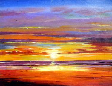 Beauty of Sunset-Acrylic on Canvas Painting Painting by Samiran