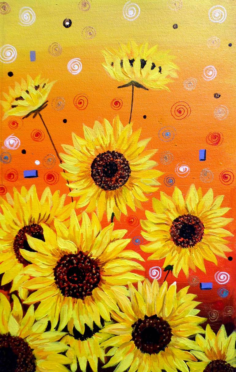 Beauty Of Sunflowers Acrylic On Canvas Painting Painting By
