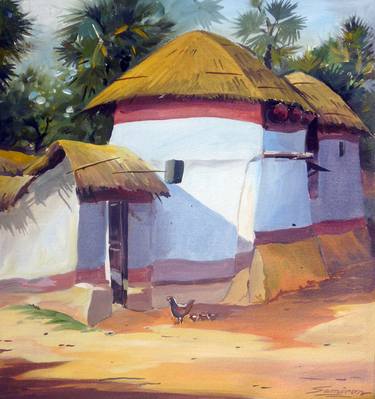 Morning Bengal Village-Acrylic on Canvas thumb