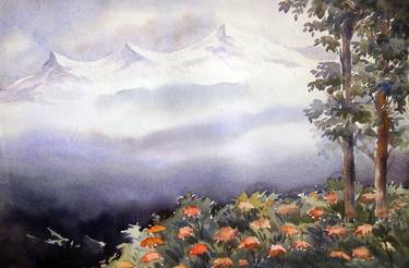 Beauty of Himalaya Landscape Painting-Watercolor on Paper thumb
