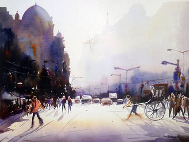 Early Morning  India Street-Watercolor on Paper thumb