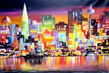 City at Night ll -Acrylic on Canvas thumb