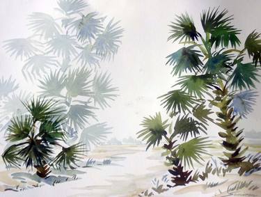 Palm Trees & Rural Life-Watercolor on Paper thumb