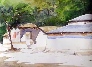Bengal Village at Morning-Watercolor on Paper thumb