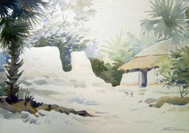 Rural Village in Bengal-Watercolor on Paper thumb