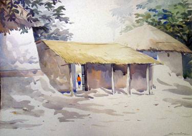 Morning Village-Watercolor on Paper Painting thumb
