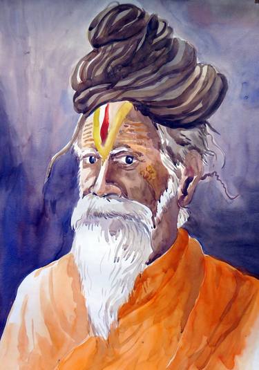 Sadhu-Watercolor on Paper thumb