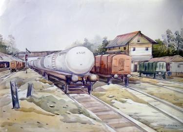 Wagon Railway-Watercolor on Paper thumb