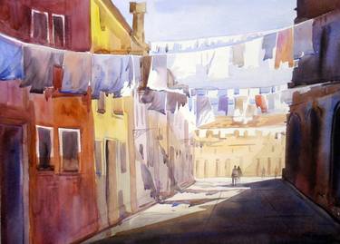 Venice Laundry-watercolor on Paper thumb