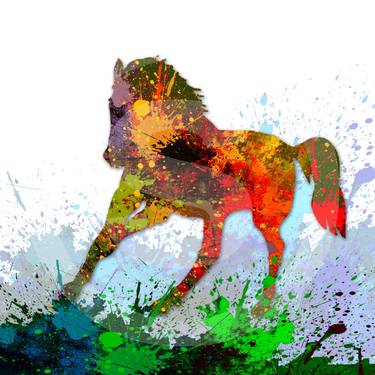 Splash Horse - Digital Painting & Acrylic on Canvas. thumb