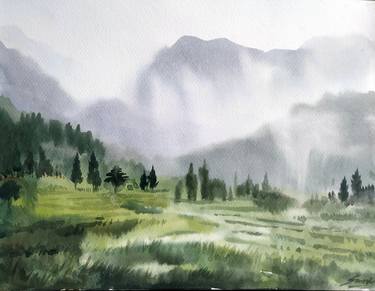 Himalaya at Monsoon - Watercolor on Paper thumb