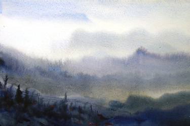 Mysterious Himalaya Landscape  -Watercolor on Paper thumb