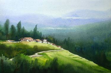 Beauty of Himalaya Landscape - watercolor painting on paper thumb