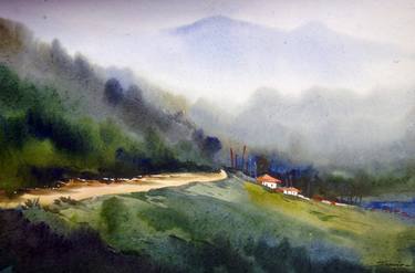 Himalaya Landscape- Watercolor on Paper thumb
