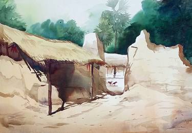 Morning Bengal Village-Watercolor on paper thumb