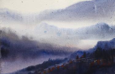 Monsoon Mountain - Watercolor on Paper thumb