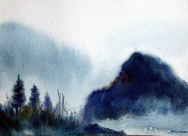 Morning Himalaya Mountain-Watercolor on Paper thumb
