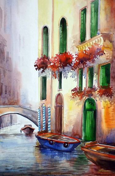 Morning Light & Canals - Watercolor Painting thumb