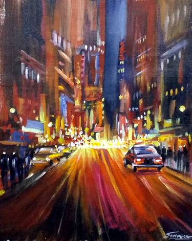 Night Cityscape Paintings Saatchi Art