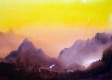 Sunset Foggy Mountain Landscape thumb