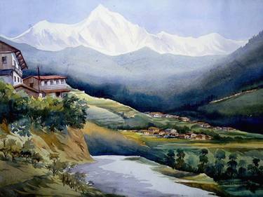 Beauty of Himalaya Landscape -Watercolor on Paper thumb
