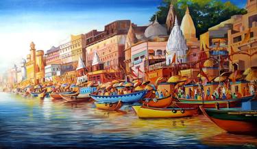Colorful Morning Varanasi Ghats thumb